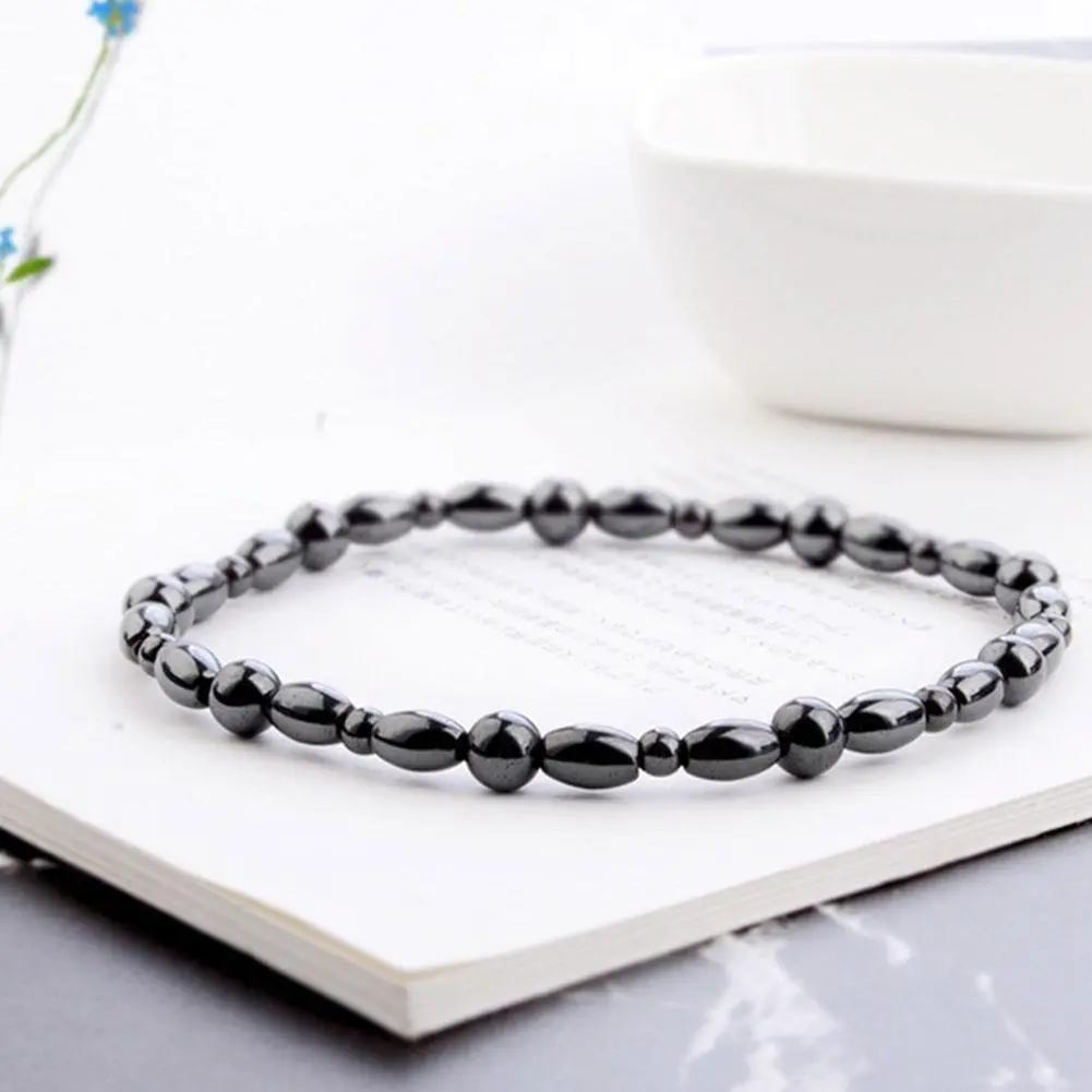 Lose Weight Girl Women Men Charm Magnetic Black Stone Anklet Anklet Anklet Hematite Magnetic Obsidian Natural Slim Therapy G3K5