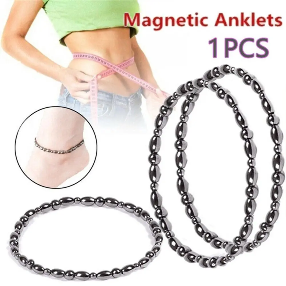 Lose Weight Girl Women Men Charm Magnetic Black Stone Anklet Anklet Anklet Hematite Magnetic Obsidian Natural Slim Therapy G3K5