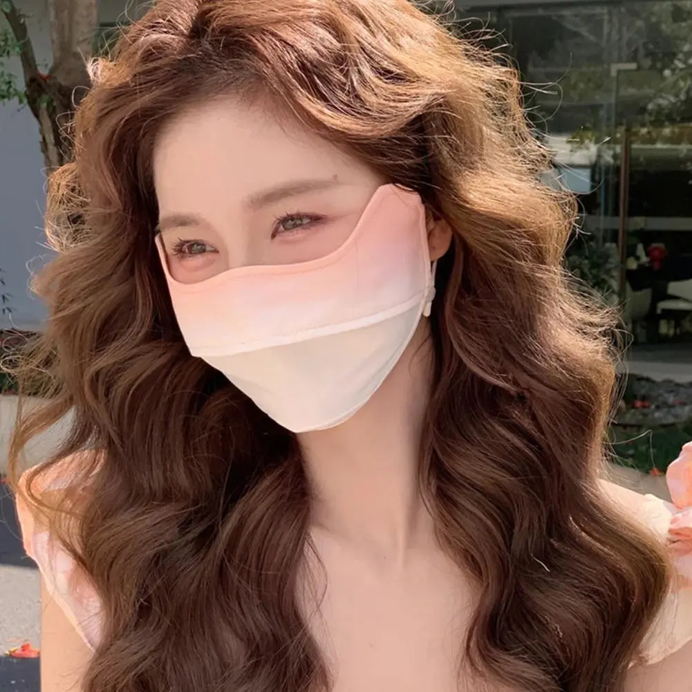Women Men Ice Silk Sunscreen Mask Summer UV Protection Cycling Cover Breathable Face Color Protective Gradient Mask Running K9N0