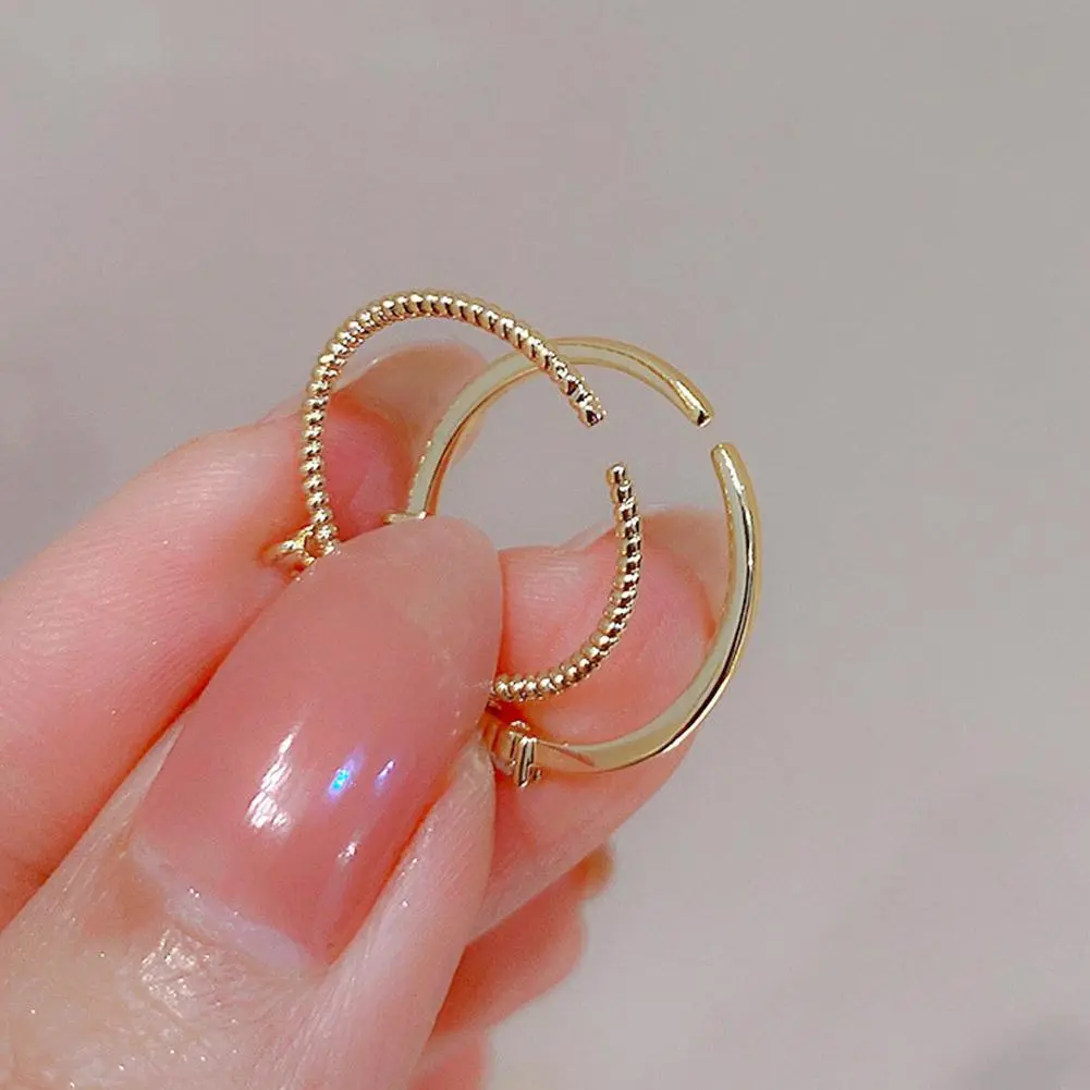 2PCS Trendy Zircon Heart Rings Set for Women Girl Korean Gold Color Adjustable Opening Finger Bride Wedding Female Jewelry