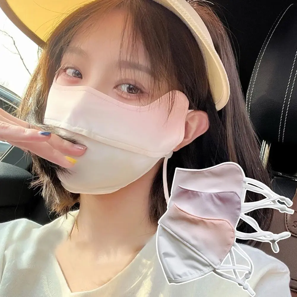 Women Men Ice Silk Sunscreen Mask Summer UV Protection Cycling Cover Breathable Face Color Protective Gradient Mask Running K9N0