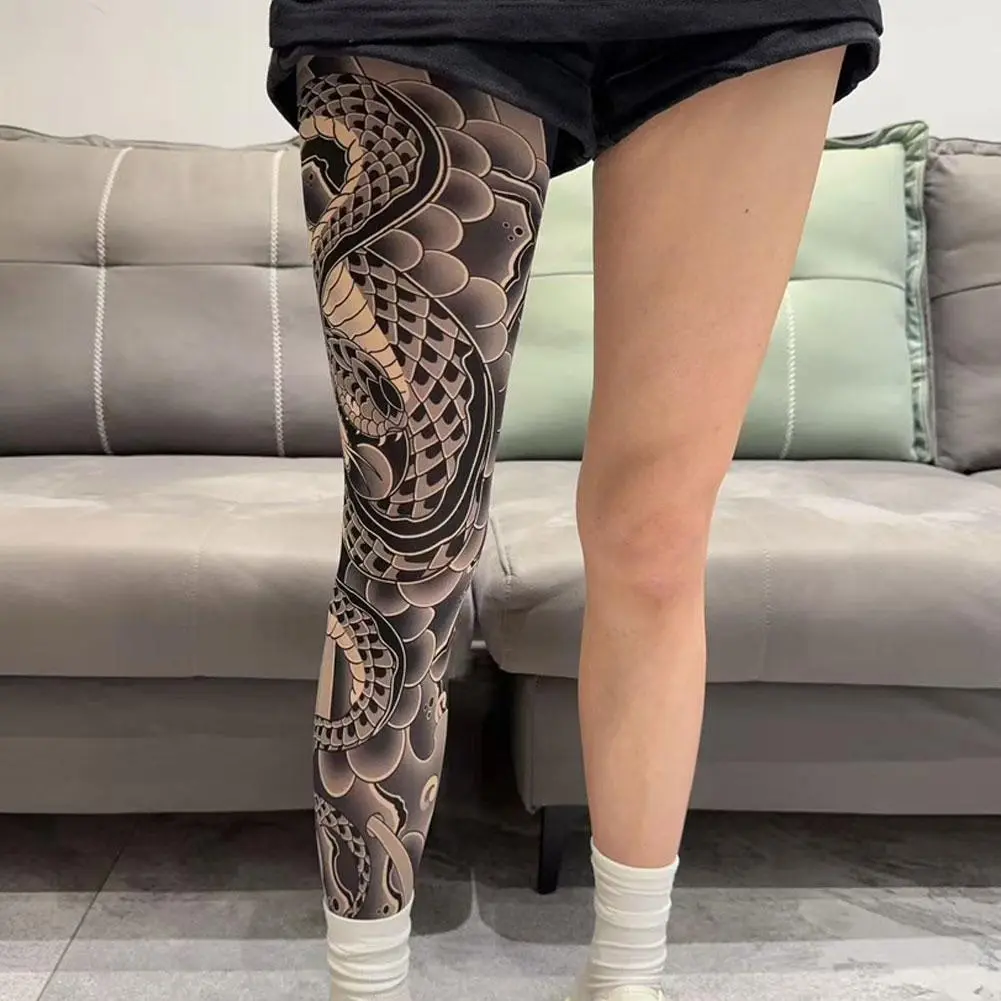 Full Leg Tattoo Socks Sun-proof Cycling Men Cool Personalized Driving Women Fishing Elastic Socks Japanese Sexy Stockings