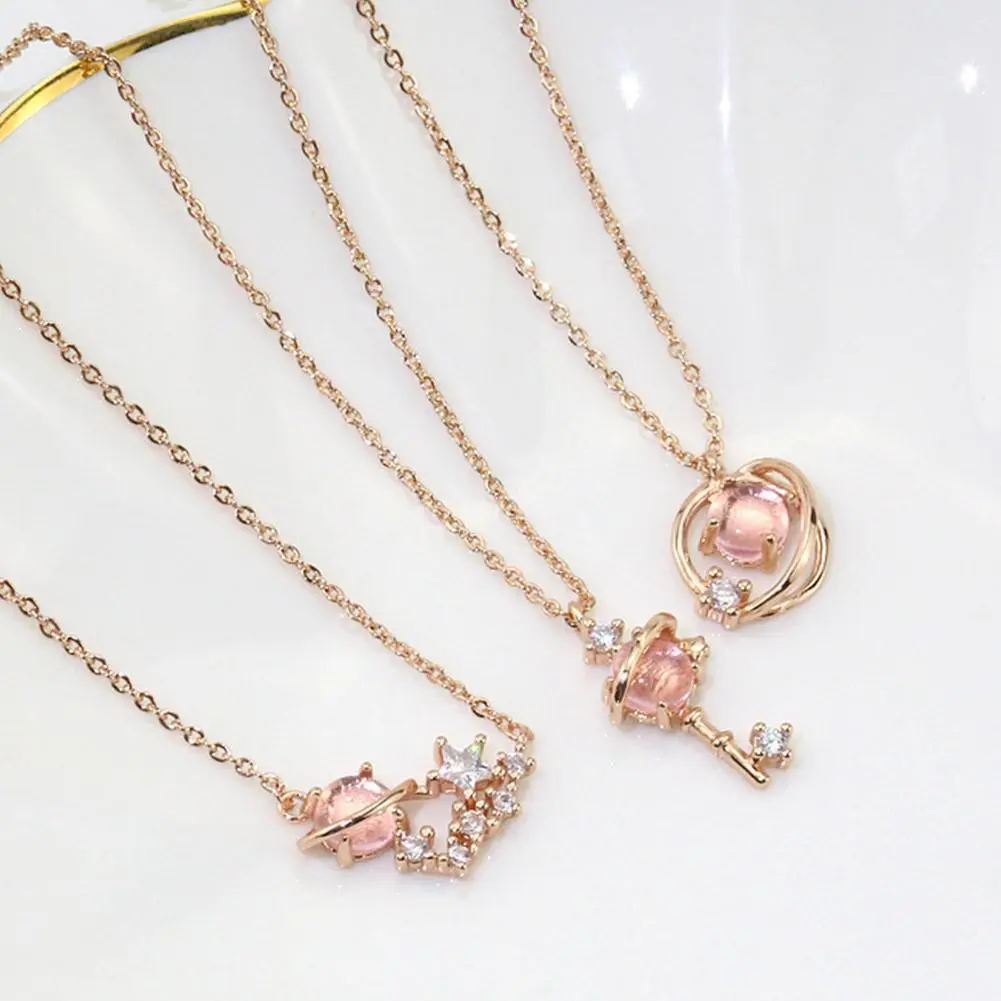Jewelry for Women Opal Star Planet Pendant Necklace for Women Simple Zircon Necklace Female Rhinestone Temperament Jewelry
