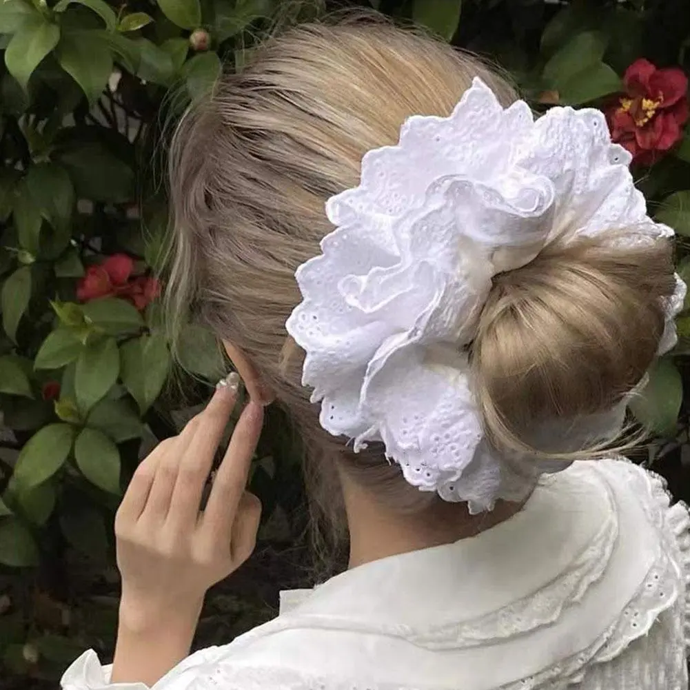Fashion Lace Scrunchies French Romantic Elastic Hair Bands Girls Solid Ponytail Holder Headwear Hair Rope Women Hair Accessories