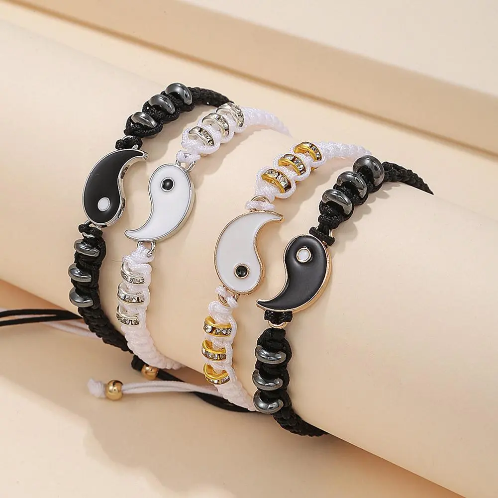 Tai Chi Yin Yang Couple Bracelet for Lover Handmade Woven Baided Rope Adjustable Bracelets Bff Friendship Bangles Jewelry Gift