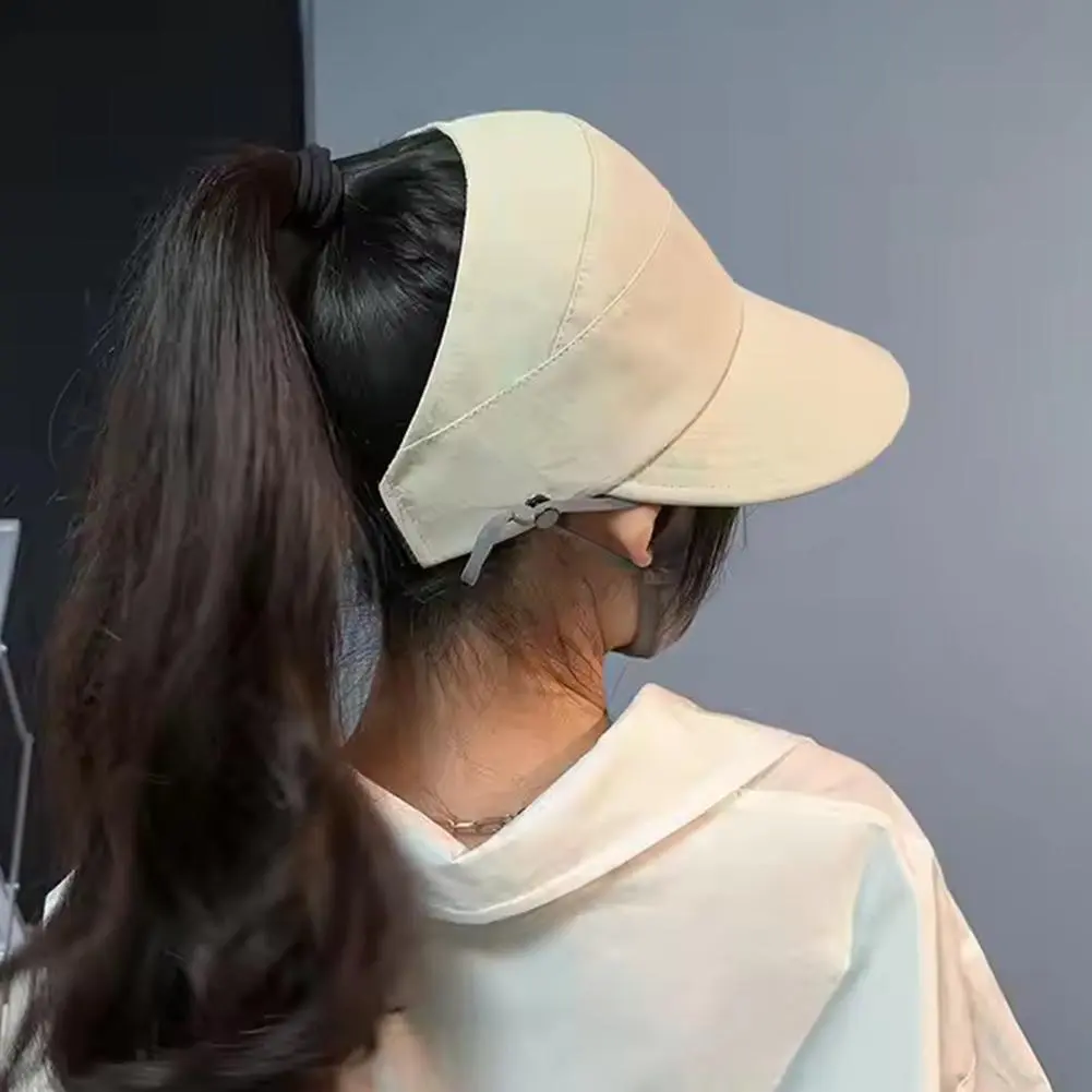 Foldable Wide Brim Ponytail Sun Hat Drawstring Adjustable Cap  Summer Quick-dry Visor Fisherman CapFor Women Beach Hat