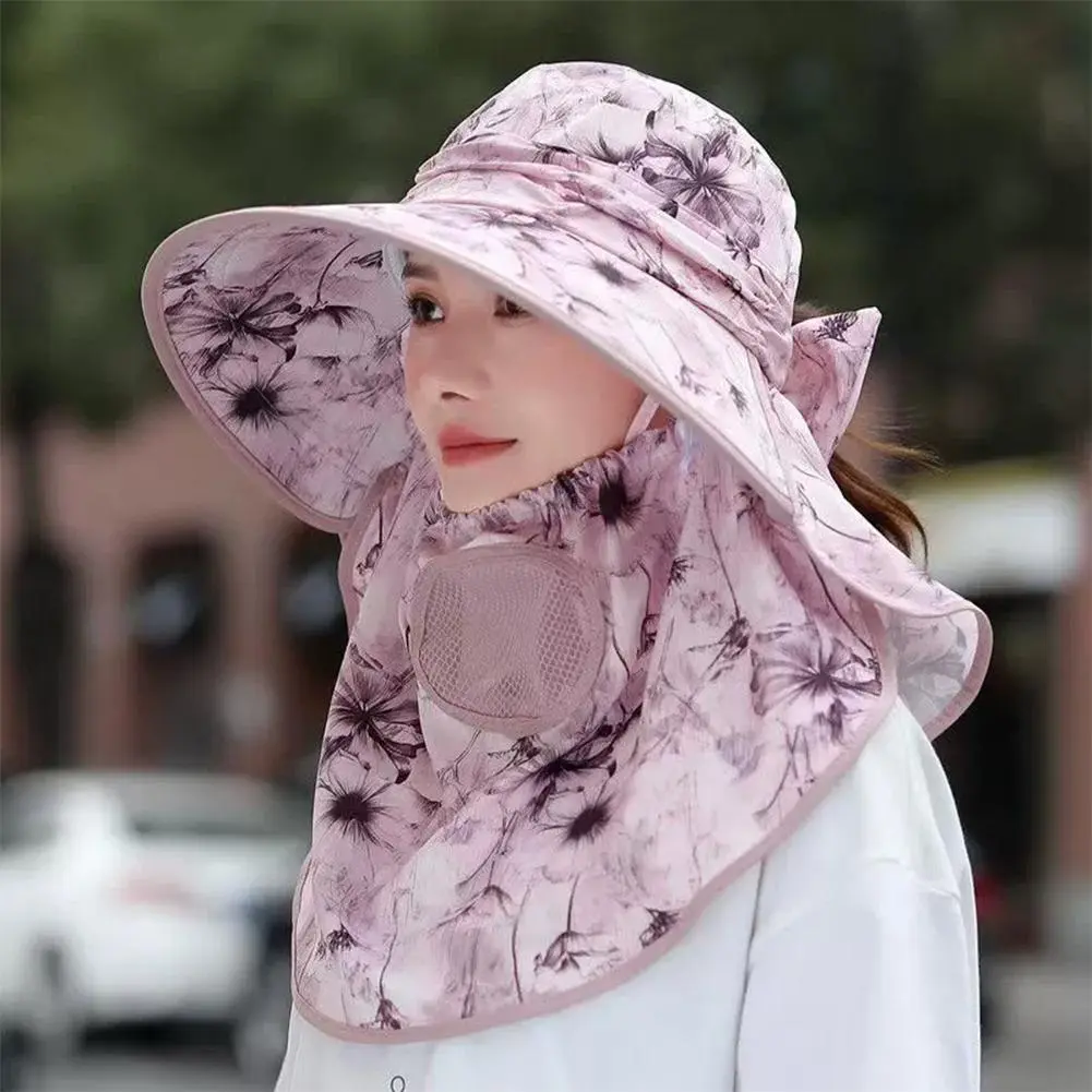Face Neck Omnibearing Women Sun Hat Breathable Shawl integrated Picking Tea Hat Wide Brim UV Protection Mesh Sunscreen Hat