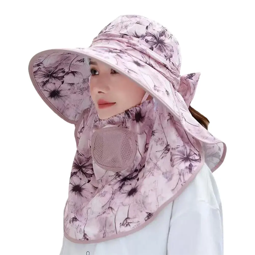 Face Neck Omnibearing Women Sun Hat Breathable Shawl integrated Picking Tea Hat Wide Brim UV Protection Mesh Sunscreen Hat