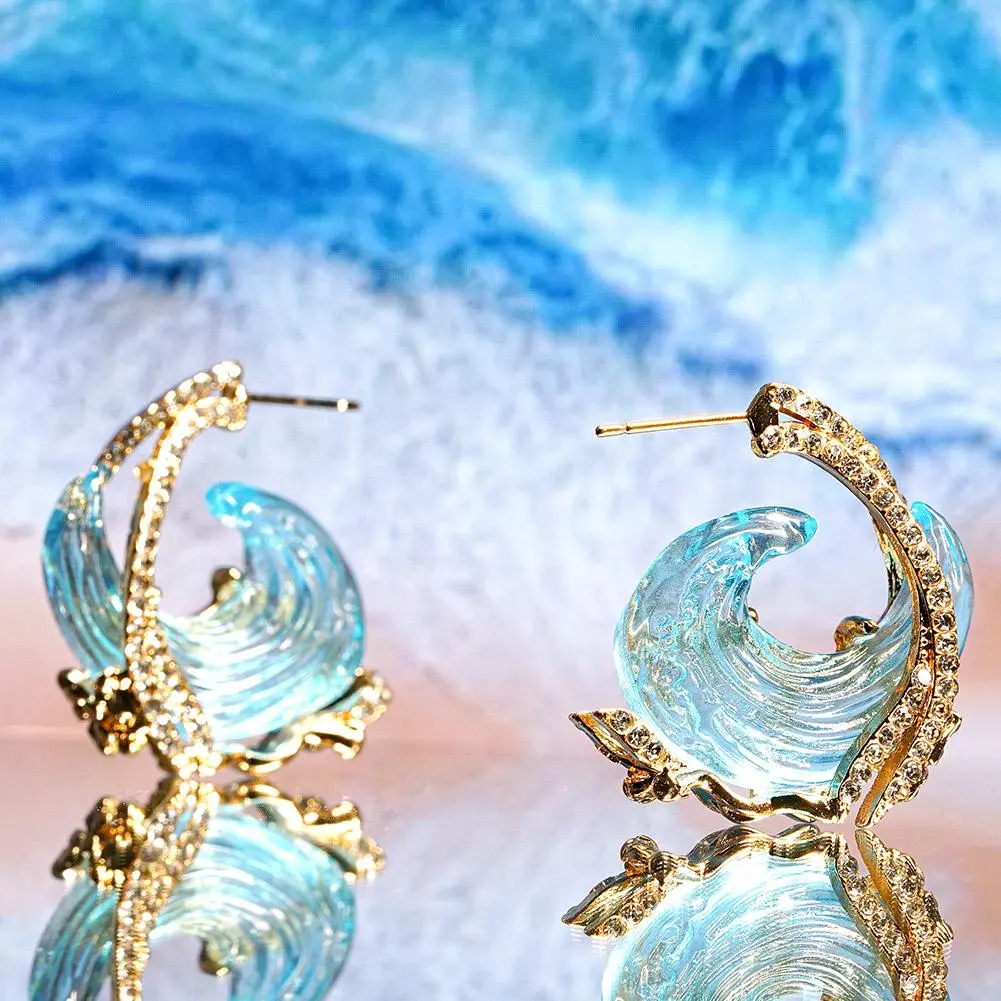 Ocean's Oath Necklace Earrings Jewelry SetAdjustable Ocean Necklace Rings Earrings Summer Marine Theme Jewelry Packs
