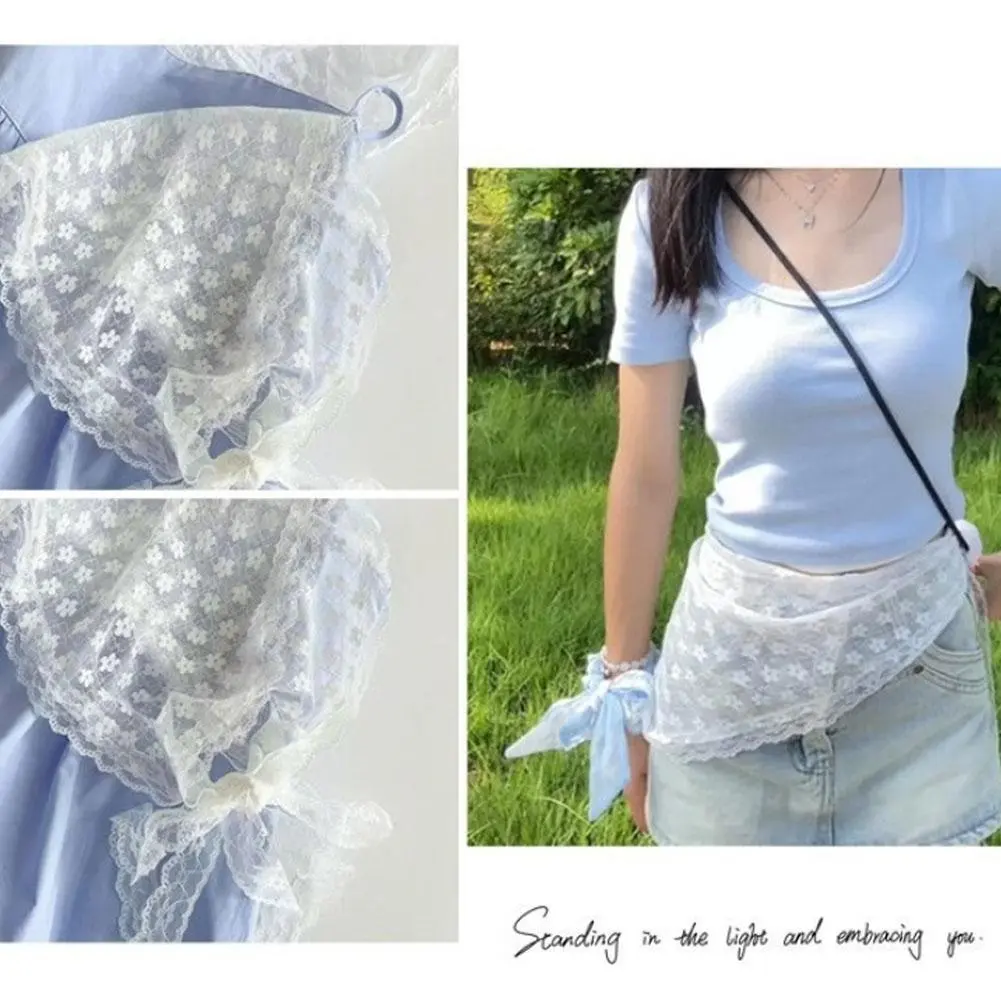 Retro Sweet Flower Triangle Hair Scarf Women Girls Square Scarf Headband Korean French Pastoral Headdress Summer Lace Headwear