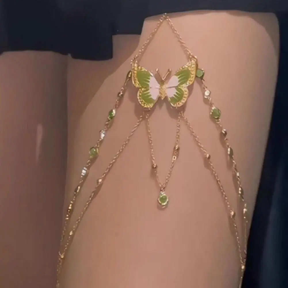 Tassle Crystal Splice Butterfly Arm Chain For Women Lace Sexy Bandage Trend Leg Chain Jewelry Bodychain Party Birthday Gifts
