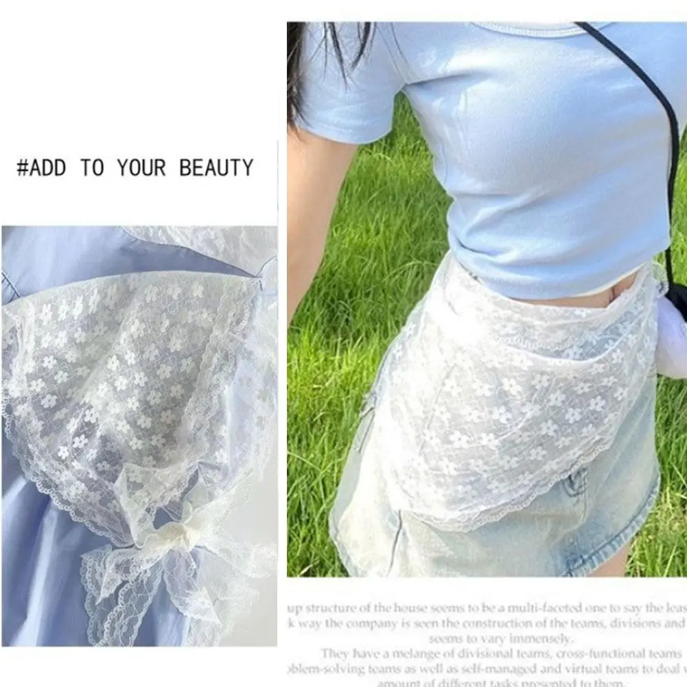 Retro Sweet Flower Triangle Hair Scarf Women Girls Square Scarf Headband Korean French Pastoral Headdress Summer Lace Headwear