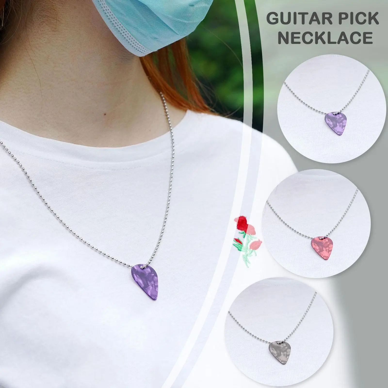 New Unique Guitar Pick Necklace for Men Boys, Steel Guitar Picks Pendant Collar to Music-lovers Gifts Jewelry