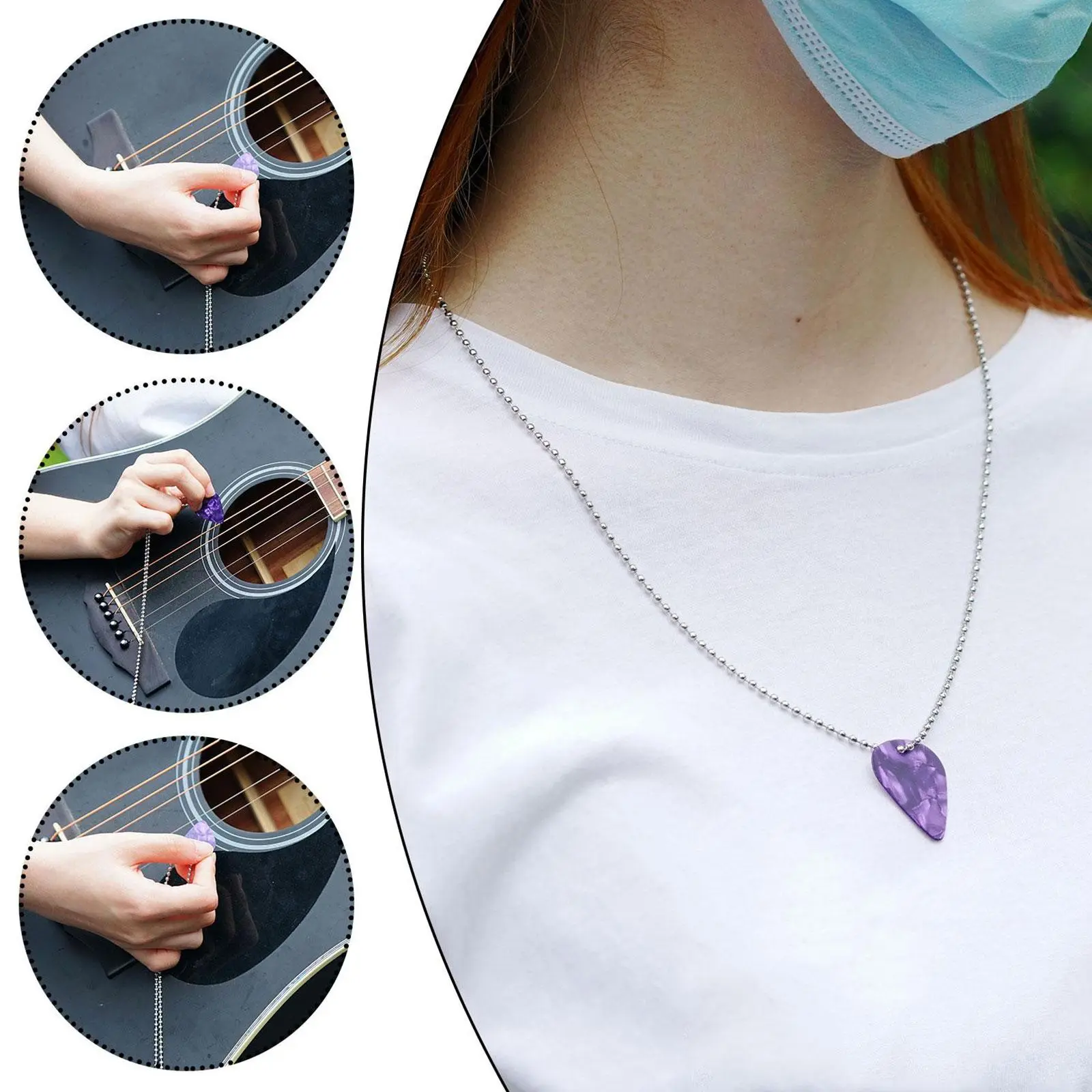 New Unique Guitar Pick Necklace for Men Boys, Steel Guitar Picks Pendant Collar to Music-lovers Gifts Jewelry
