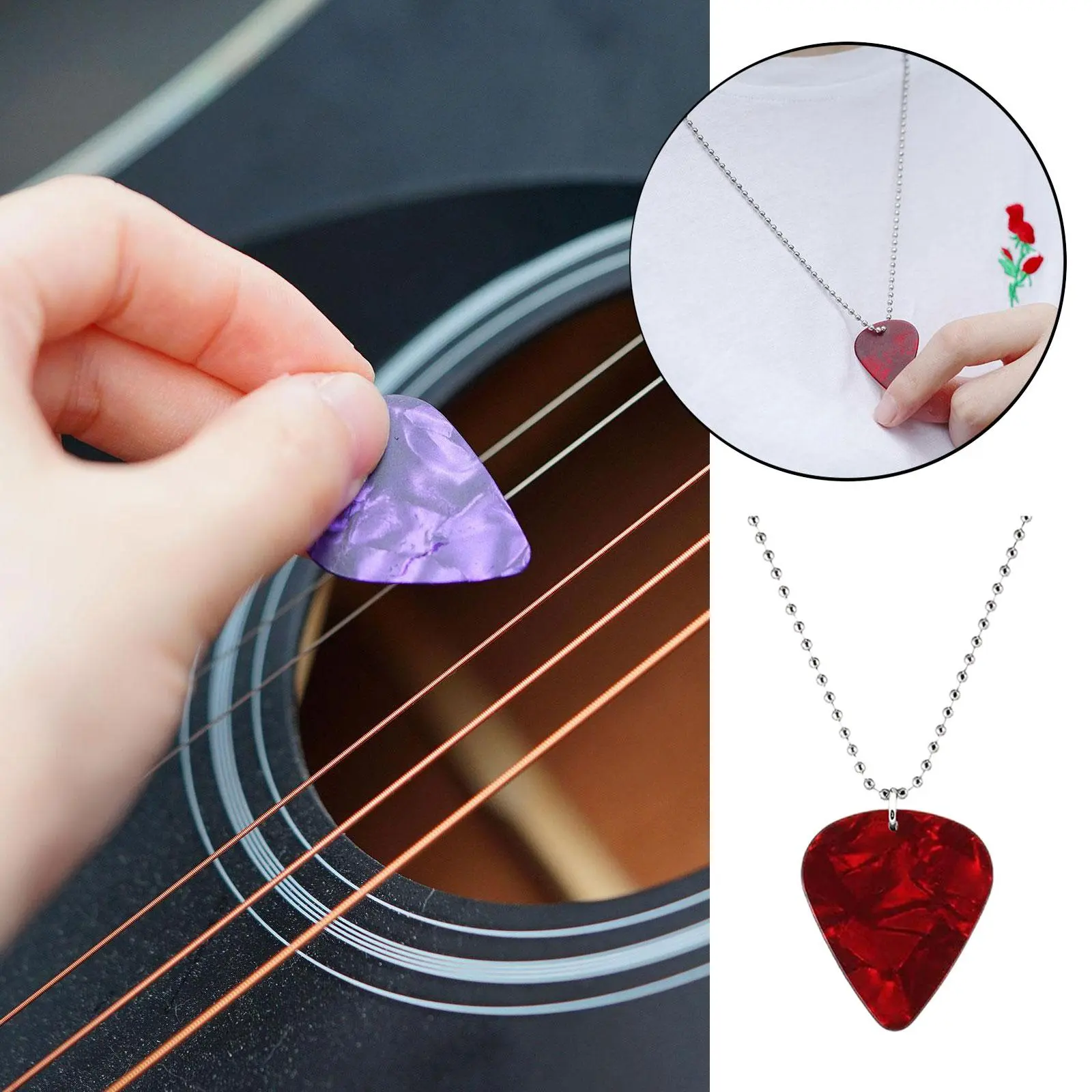 New Unique Guitar Pick Necklace for Men Boys, Steel Guitar Picks Pendant Collar to Music-lovers Gifts Jewelry