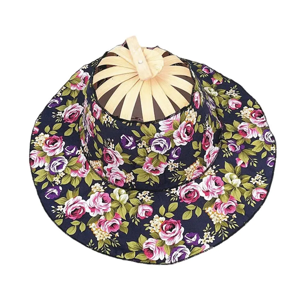 Women Folding Fan Hat Bamboo Silk Foldable Wide Brim Travel Protection Sunscreen Cap Portable Summer Sun Beach Hat Gift Jew N1W3