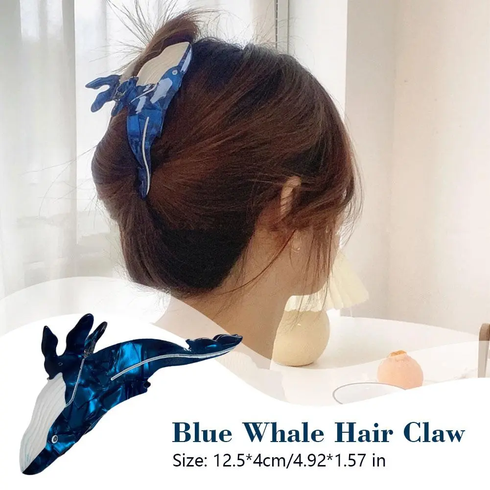 New Korean Blue Whale Hair Claw Acetate Hair Clips Popular Hair Catches Animal Hair Clip Sea Creature Claw Clips Hair Accessorie