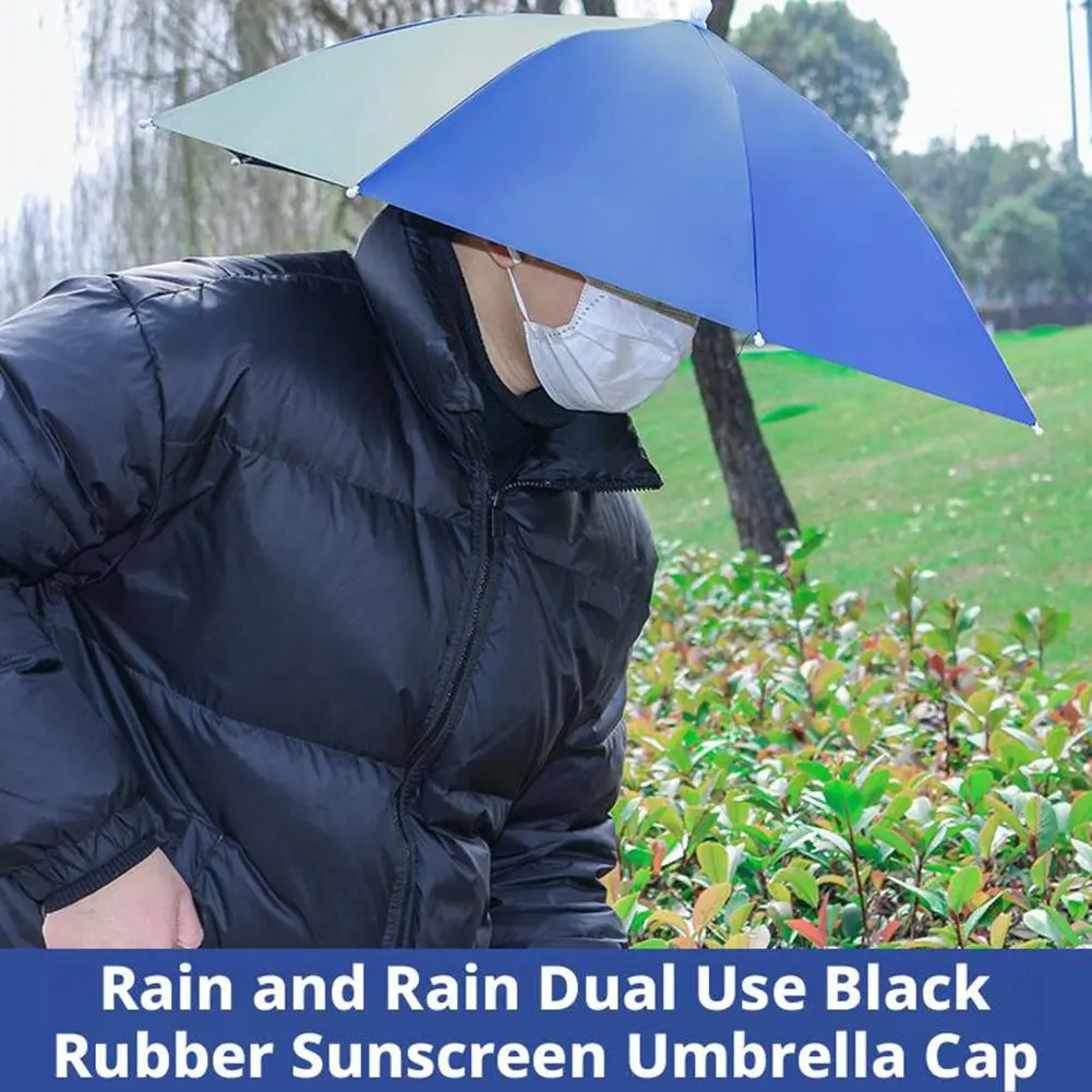 Portable Outdoor Umbrella Hat Cap Folding Women Men Umbrella Fishing Hiking Golf Beach Headwear Handsfree Umbrella