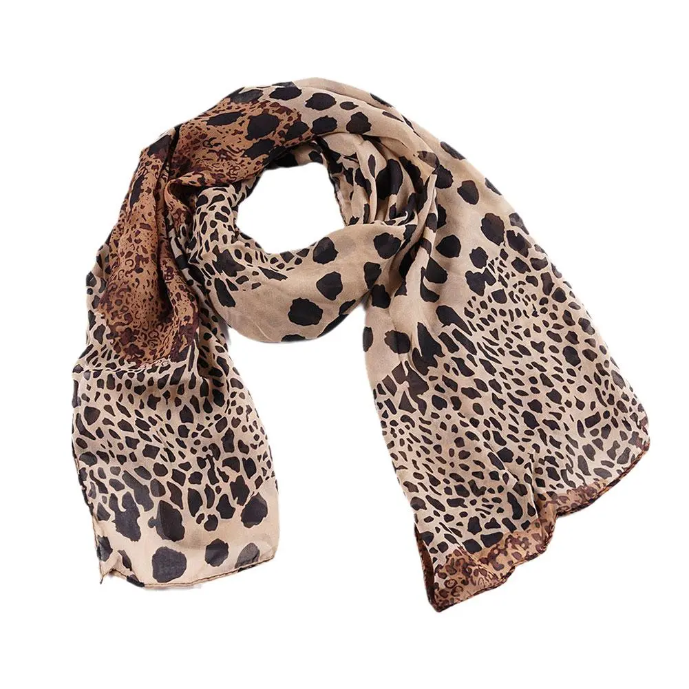 Women Leopard Print Chiffon Scarf Scarves Fashion Women Soft Long Shawls Printed Multifunction Winter Ladies Style Silk Scarf