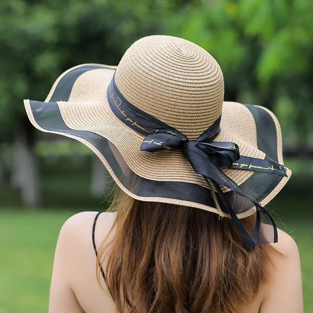 Beach Straw Hat For Women In Summer Korean Style Large Brim Sun Protection Hat Versatile Fashion Vacation Beach Hat