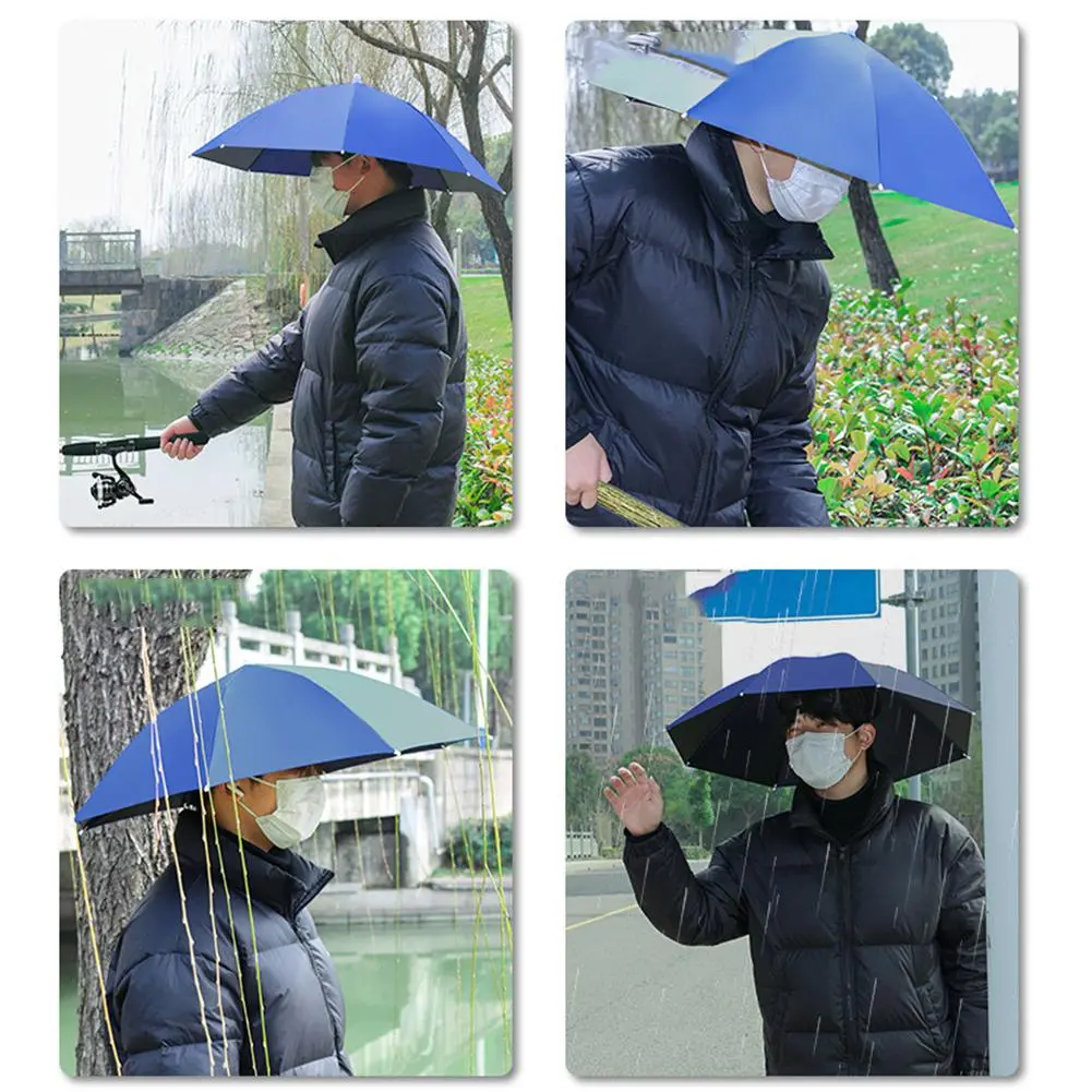 Portable Outdoor Umbrella Hat Cap Folding Women Men Umbrella Fishing Hiking Golf Beach Headwear Handsfree Umbrella