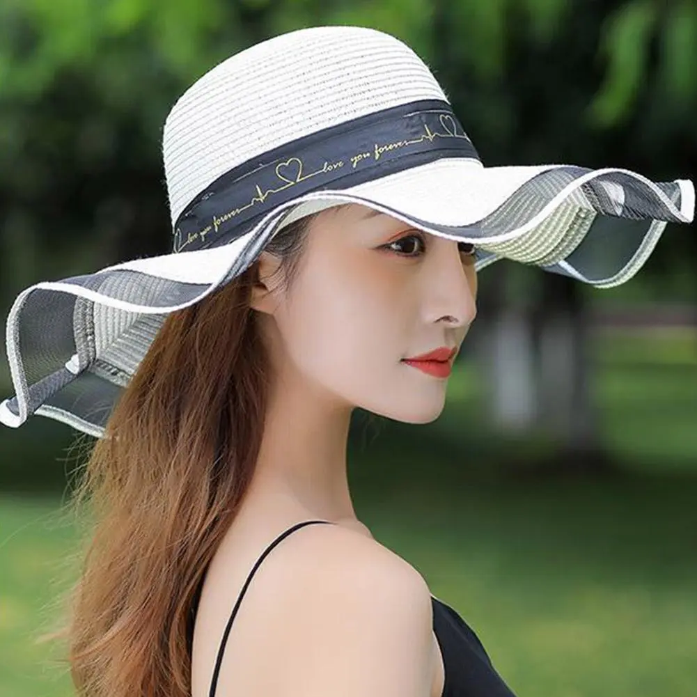 Beach Straw Hat For Women In Summer Korean Style Large Brim Sun Protection Hat Versatile Fashion Vacation Beach Hat
