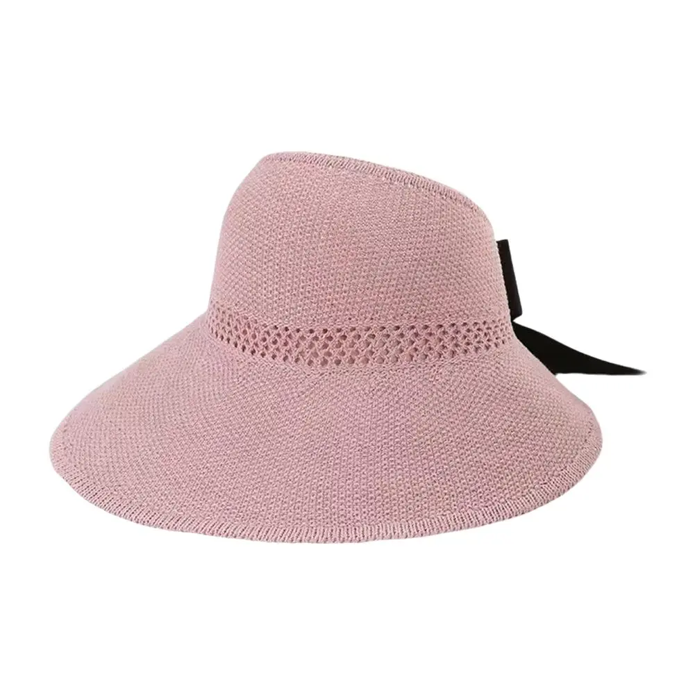 Summer Sun Hat Fashionable Travel Bow Women's Holiday Straw Beach Folding Hat Brim Sun Hat Protection Large Hat Sun K9K3
