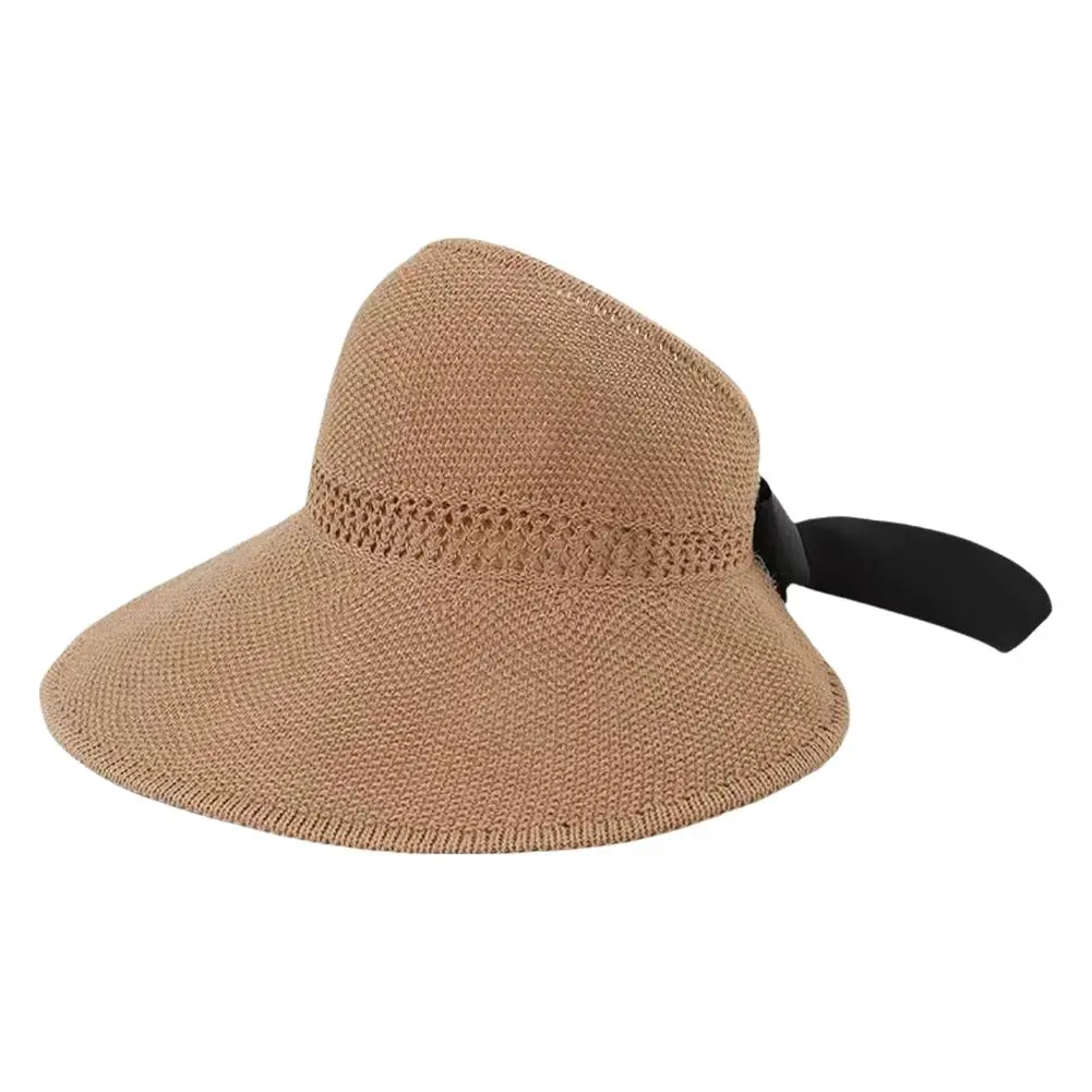 Summer Sun Hat Fashionable Travel Bow Women's Holiday Straw Beach Folding Hat Brim Sun Hat Protection Large Hat Sun K9K3