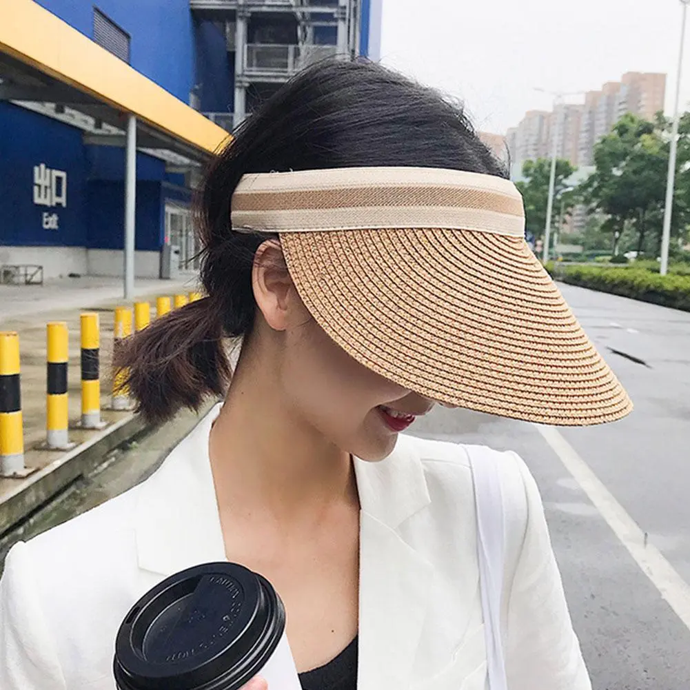 Summer Woman Sun Hats Anti-UV Female outdoor Visor Caps Hand Made Straw Cap Casual Shade Hat Empty Top Hat Beach cap