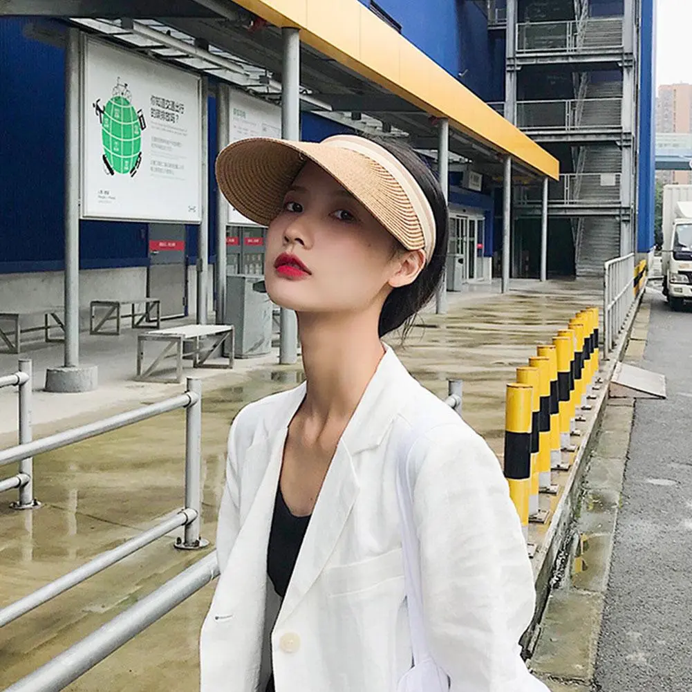 Summer Woman Sun Hats Anti-UV Female outdoor Visor Caps Hand Made Straw Cap Casual Shade Hat Empty Top Hat Beach cap
