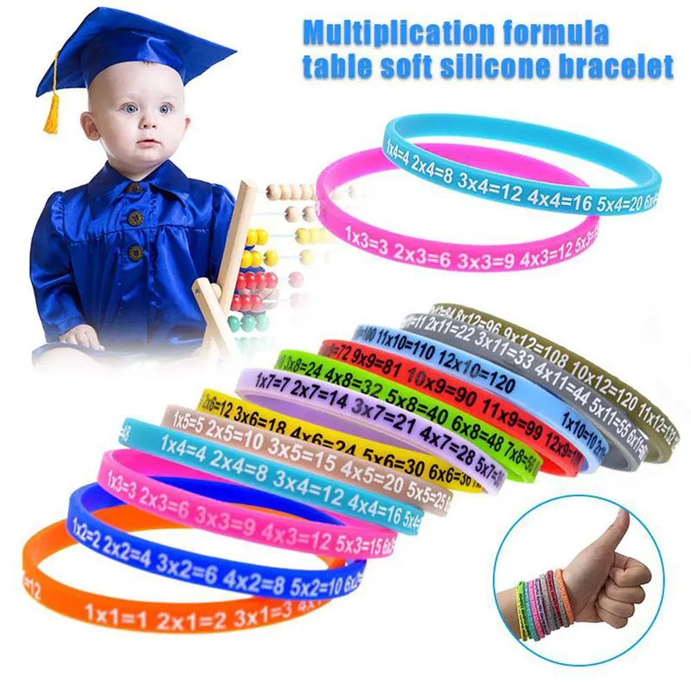 Soft Silicone 12Pcs/Set Multiplication Tables Bracelet Learn Math Education Wristband For Kids Preschool Teaching Aids Math S8J9