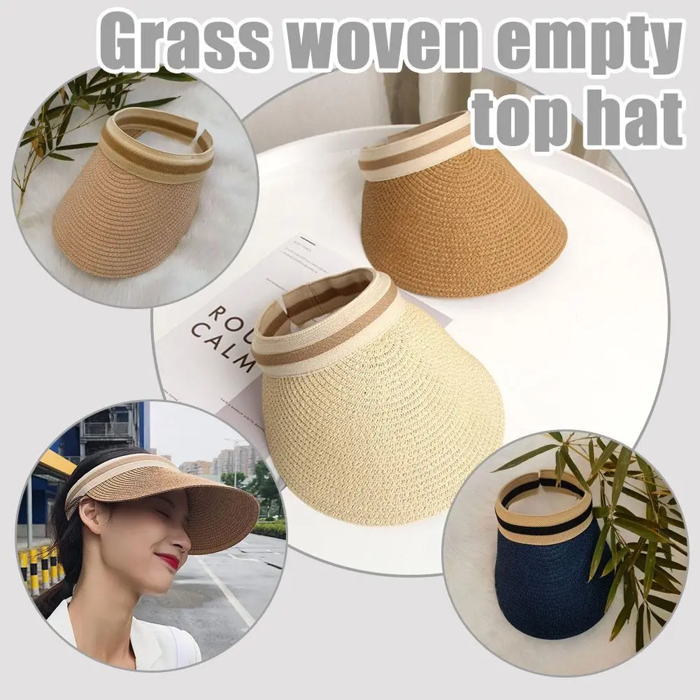 Summer Woman Sun Hats Anti-UV Female outdoor Visor Caps Hand Made Straw Cap Casual Shade Hat Empty Top Hat Beach cap