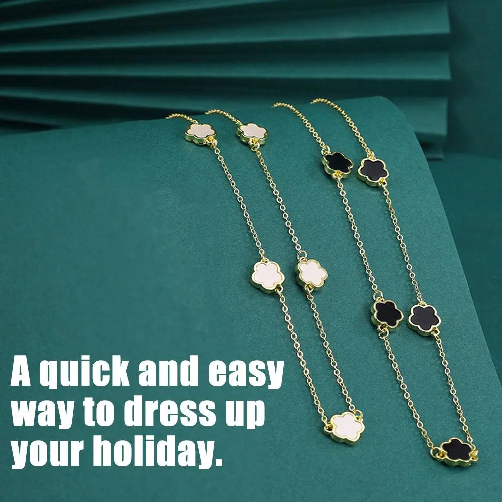 Lucky Five-petal Flower Five-leaf Clover Bracelet Earrings Necklace Three-piece set for woman Stylish Accessories Party Jewelry