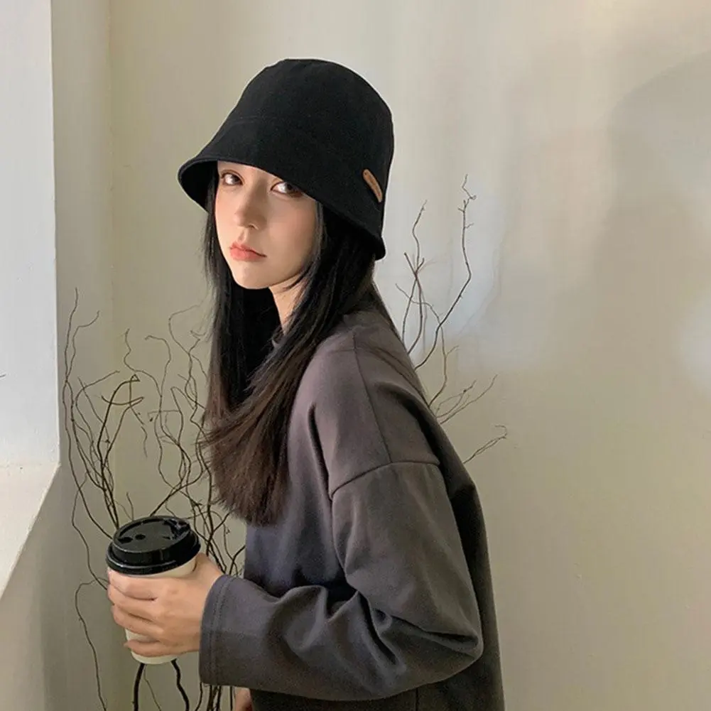 Soft Cotton Solid Color Sun Hats Black Foldable Bucket Hat Street Headwear Fisherman Outdoor Cap Men and Woman Caps