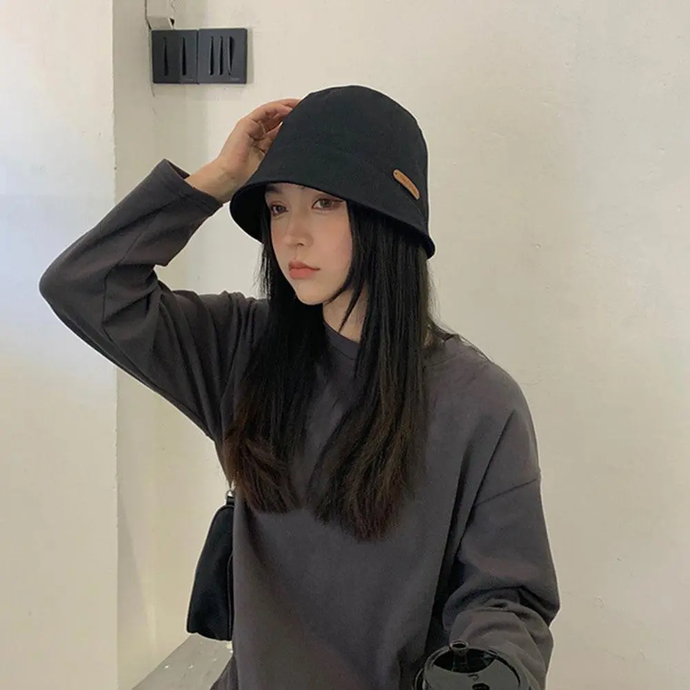 Soft Cotton Solid Color Sun Hats Black Foldable Bucket Hat Street Headwear Fisherman Outdoor Cap Men and Woman Caps