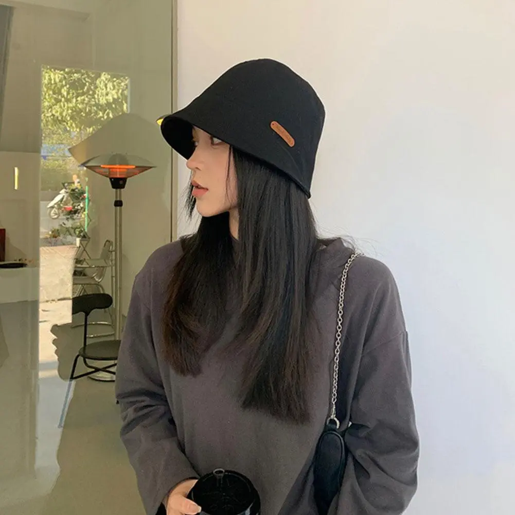 Soft Cotton Solid Color Sun Hats Black Foldable Bucket Hat Street Headwear Fisherman Outdoor Cap Men and Woman Caps