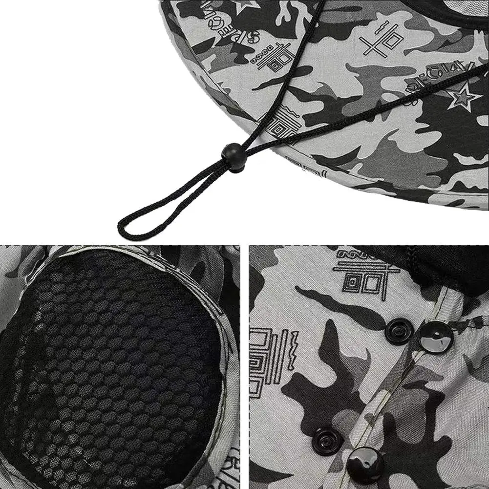 Camo Sunscreen Hat Fishing Sun Shading Neck Protection Breathable Windproof Hiking Tea Picking Photography Face Covering Shawl