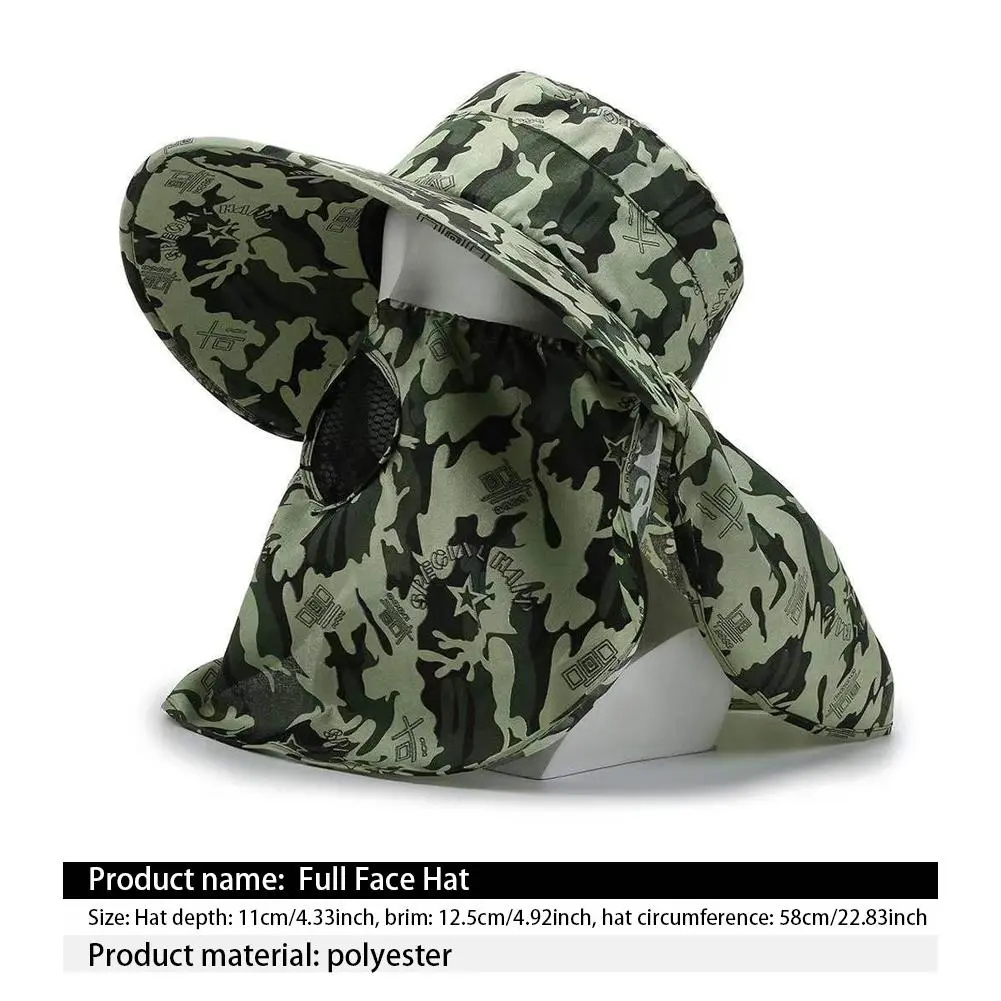 Camo Sunscreen Hat Fishing Sun Shading Neck Protection Breathable Windproof Hiking Tea Picking Photography Face Covering Shawl