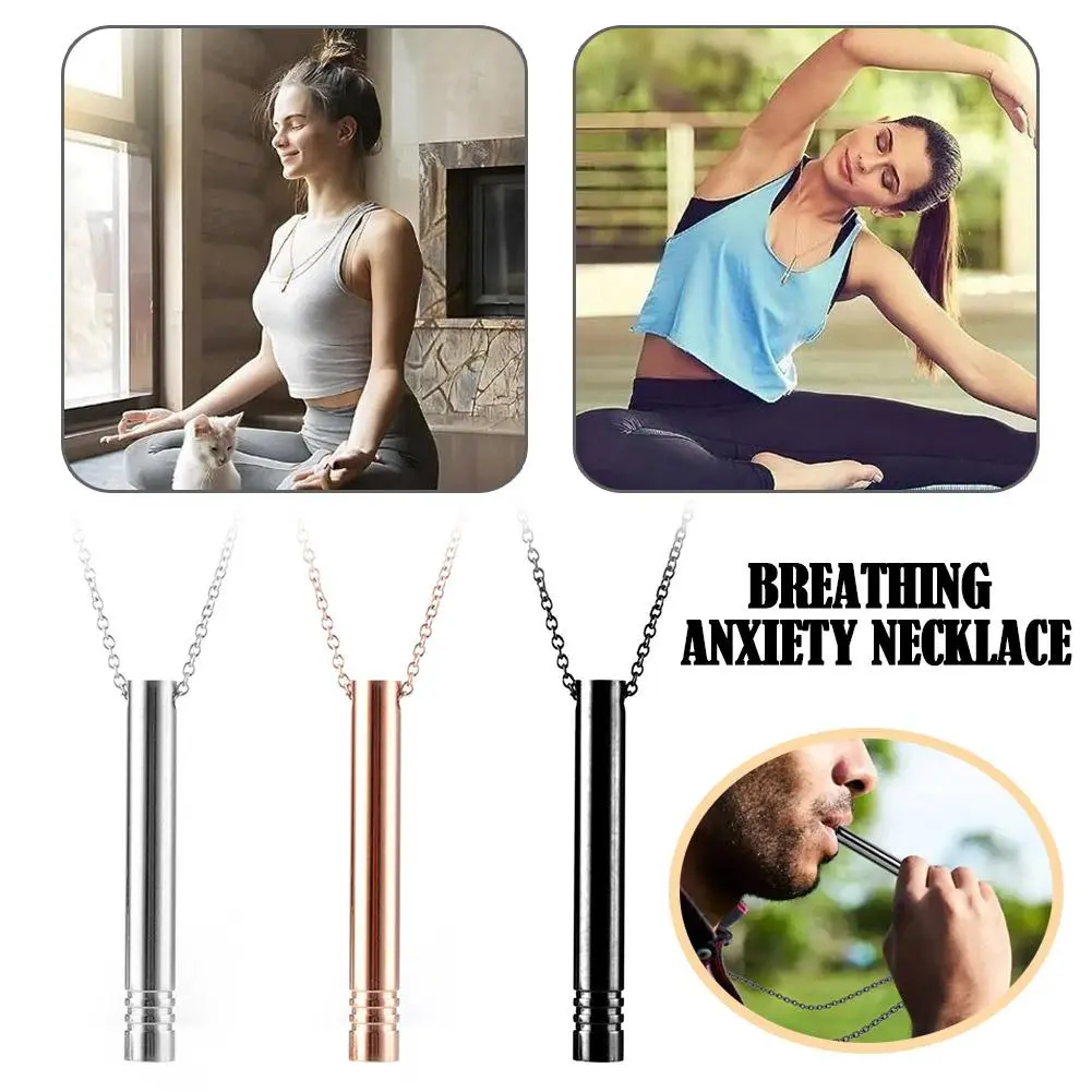 Steel Anxiety Breathing Necklace for Women Stress Relief Meditation Necklaces Yoga Ritual Female Jewelry Accessories