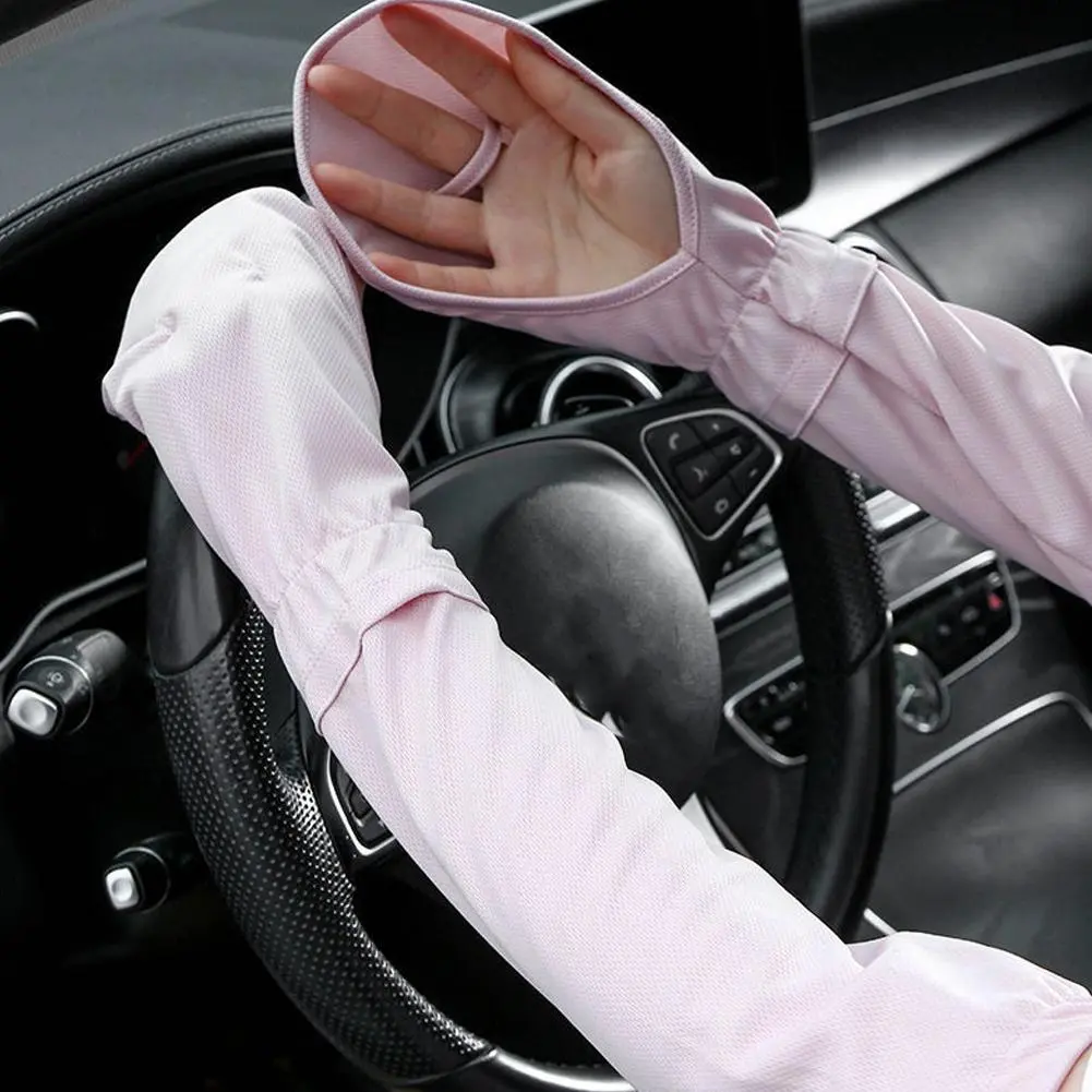 Ice Silk Sleeves Women Summer Sun Protection Men Fishing Cycling Breathable Hand Sock Non-Slip Gloves Arm Warmer Driving Sleeve