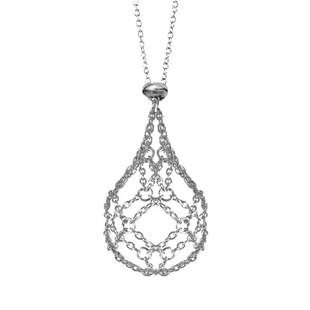 Steel Design Crystal Cage Necklace Holder Net Metal Chain Stone Collecting Holder Adjustable Pendant Jewelry