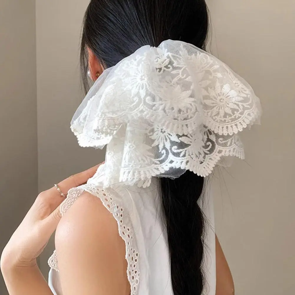 2025 New Super Ethereal Lace Hair Band for Women Extra Large Double Layer Scrunchies, High-End Bow Hair Tie Accessories N7S6