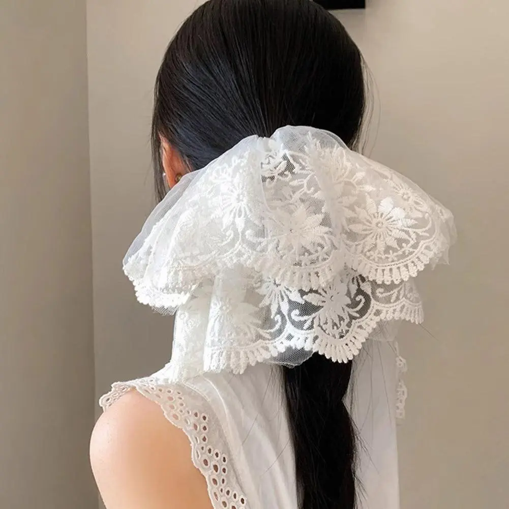 2025 New Super Ethereal Lace Hair Band for Women Extra Large Double Layer Scrunchies, High-End Bow Hair Tie Accessories N7S6