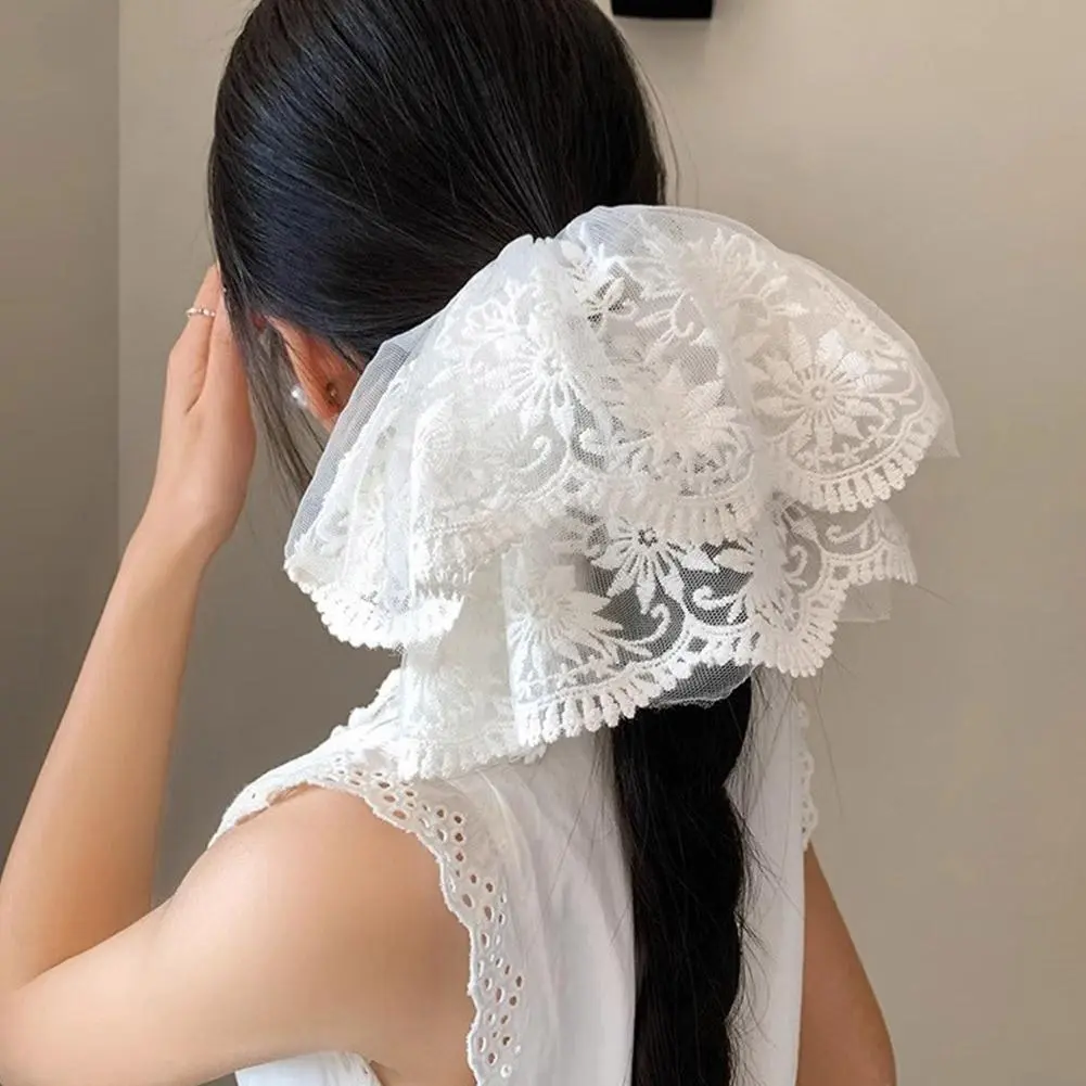 2025 New Super Ethereal Lace Hair Band for Women Extra Large Double Layer Scrunchies, High-End Bow Hair Tie Accessories N7S6