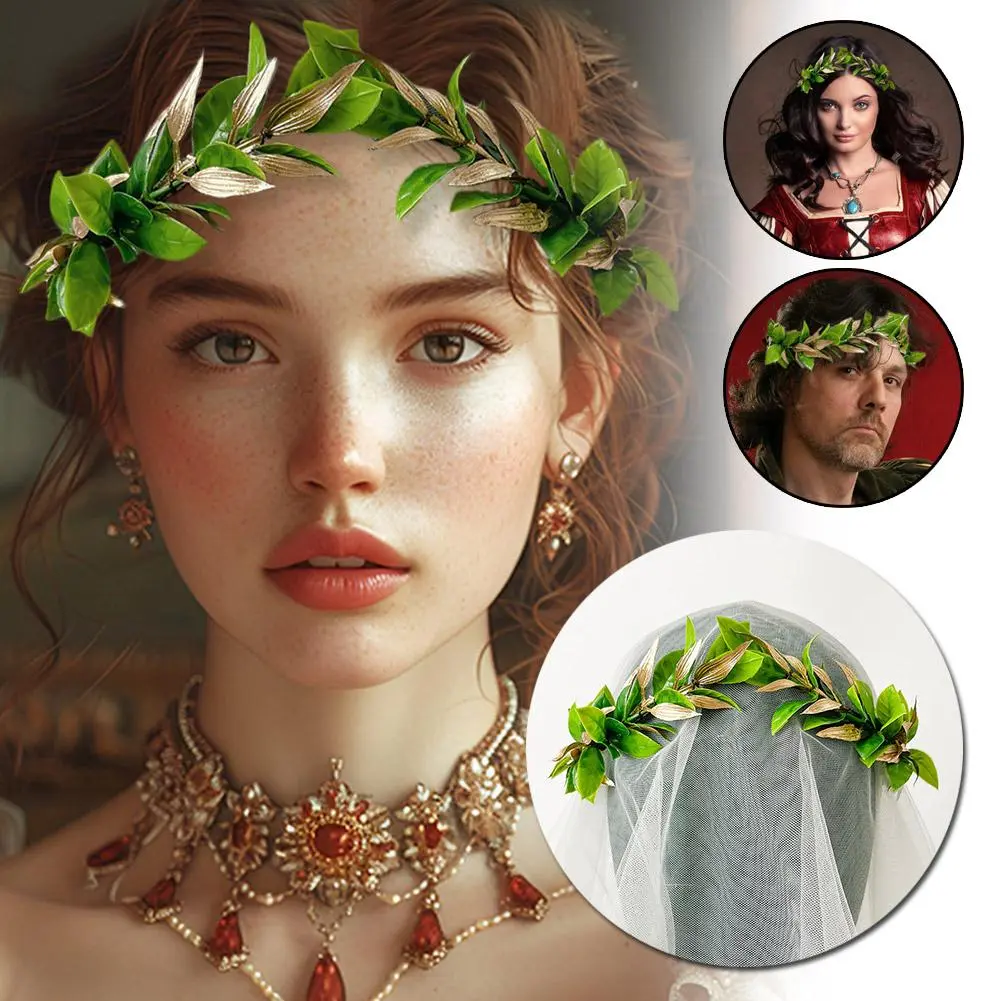Unisex Cosplay Laurel Leaf King Headband Crown Greek Headband Fairy Forest Elf Halloween Circlet Party Elven Headpiece Wood H8P5