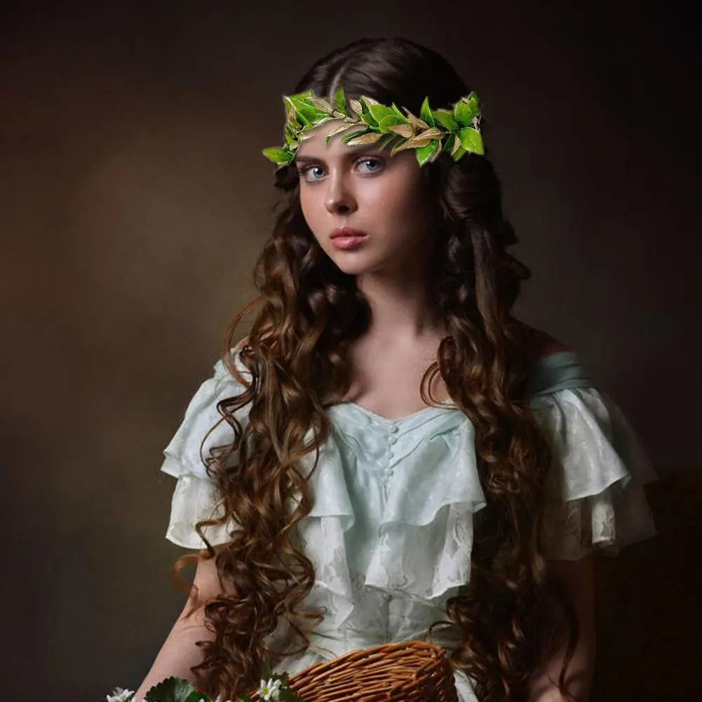 Unisex Cosplay Laurel Leaf King Headband Crown Greek Headband Fairy Forest Elf Halloween Circlet Party Elven Headpiece Wood H8P5