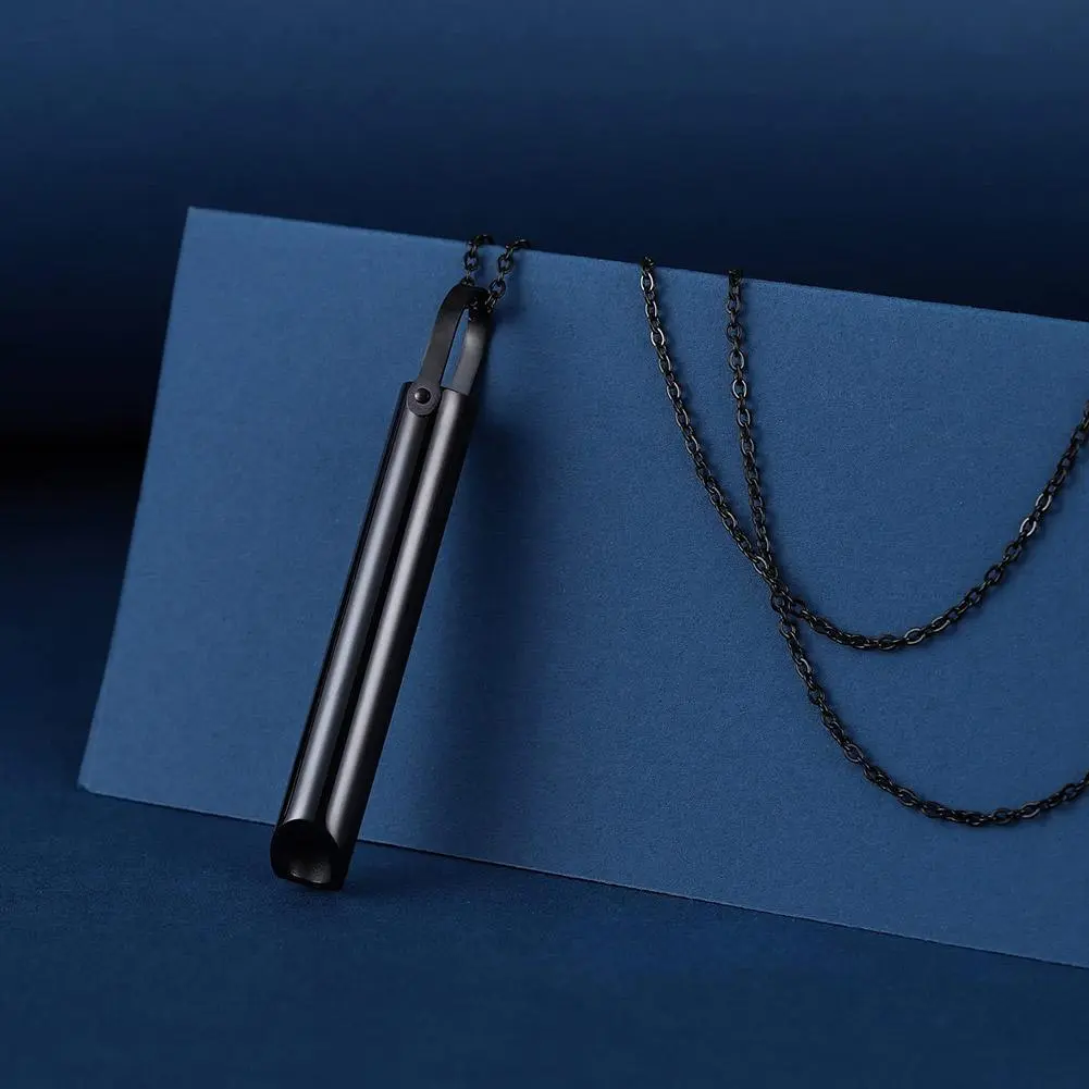 Stainless Steel Mindfulness Breathing Necklace for Women Men Relief Anxiety Pendant Stress Panic Attack Relief Meditation Tool