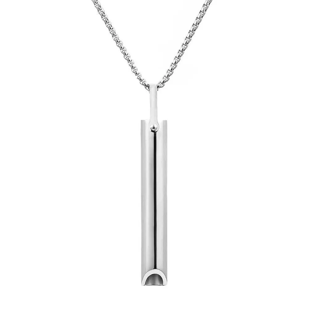 Stainless Steel Mindfulness Breathing Necklace for Women Men Relief Anxiety Pendant Stress Panic Attack Relief Meditation Tool