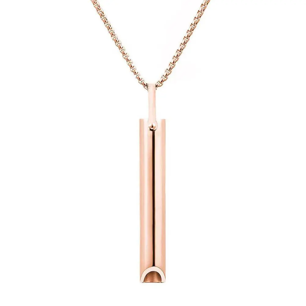 Stainless Steel Mindfulness Breathing Necklace for Women Men Relief Anxiety Pendant Stress Panic Attack Relief Meditation Tool