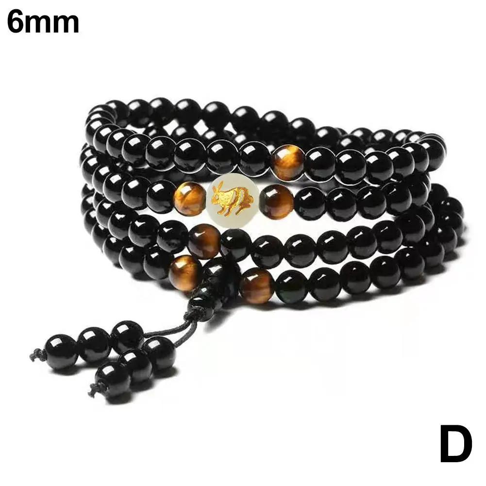 Chinese Women's Bracelet Fashion Obsidian 108 Glow-in-the Couples Accessories Dark Buddha Bracelet Decorative Beads U8Q6